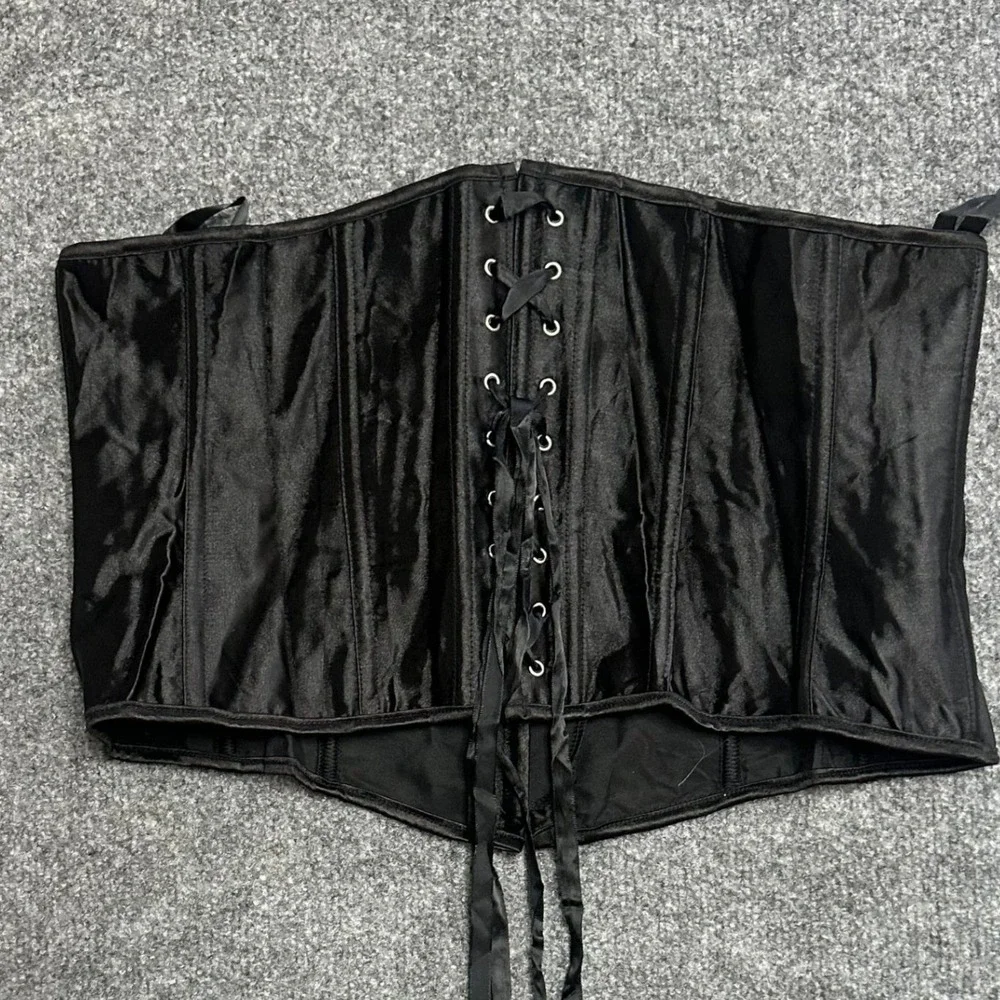 Unbranded Corset Belt Womens Size XXXL Black Satin Lace Up Goth Waist Cincher